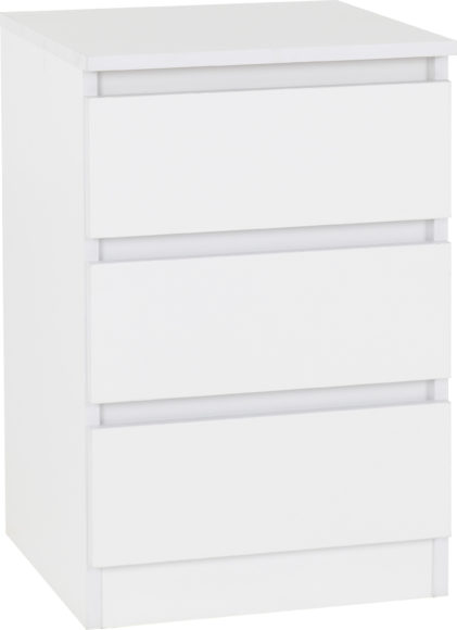 Seconique Malvern 3 Drawer Bedside White