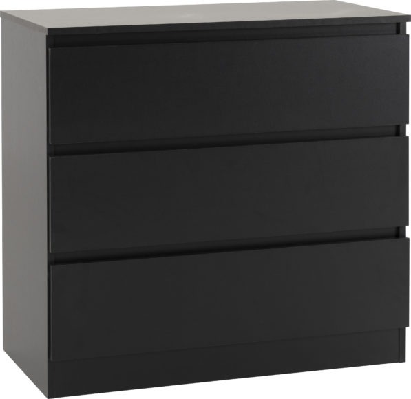 Seconique Malvern 3 Drawer Chest Black