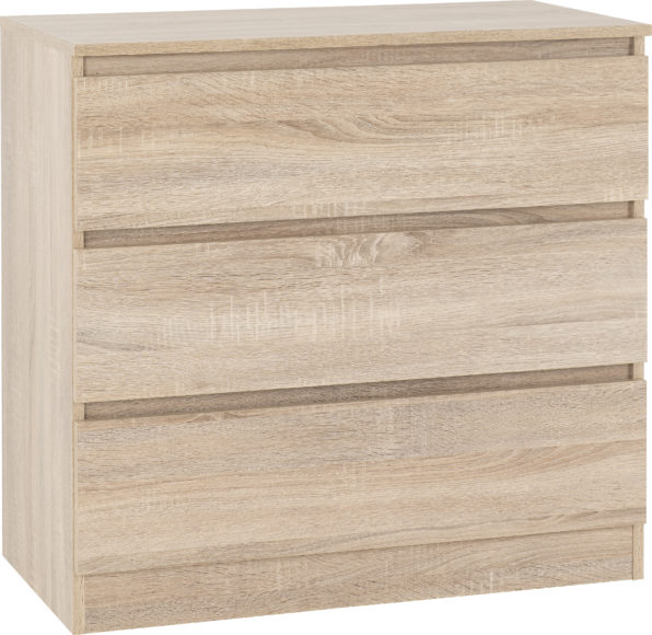 Seconique Malvern 3 Drawer Chest Sonoma Oak Effect