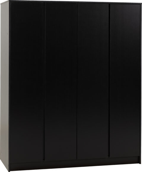 Seconique Malvern 4 Door Wardrobe Black