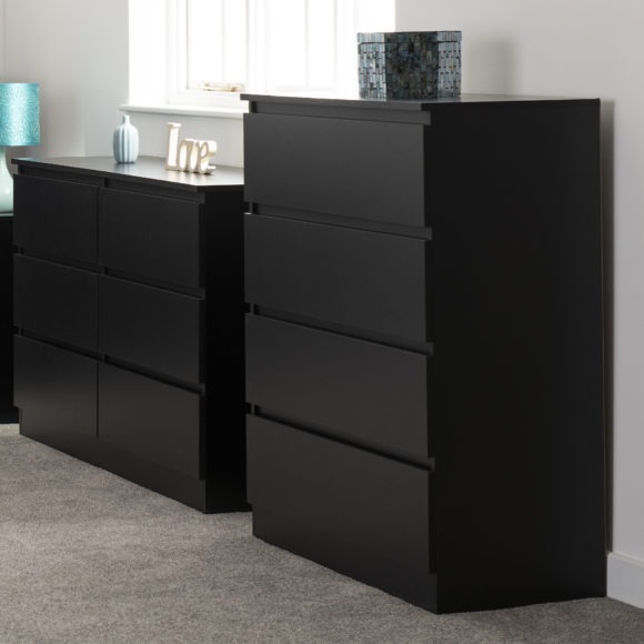 Seconique Malvern 4 Drawer Chest Black