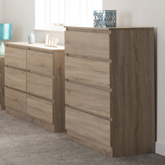 Seconique Malvern 4 Drawer Chest Sonoma Oak Effect