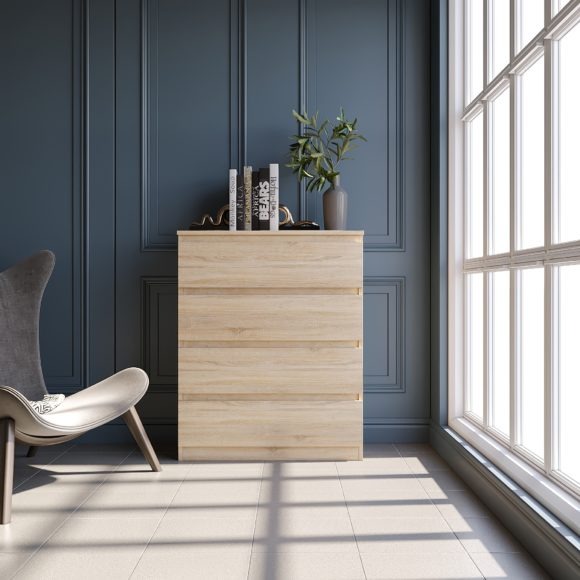 seconique Malvern 4 Drawer Chest Sonoma Oak Effect