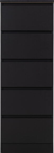 Seconique Malvern 5 Drawer Narrow Chest Black