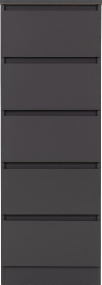 Seconique Malvern 5 Drawer Narrow Chest Grey