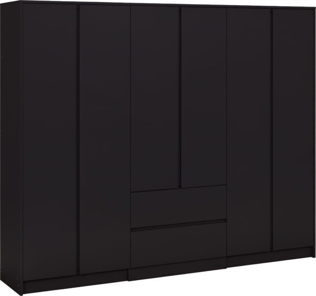 seconique Malvern 6 Door 2 Drawer Wardrobe Black