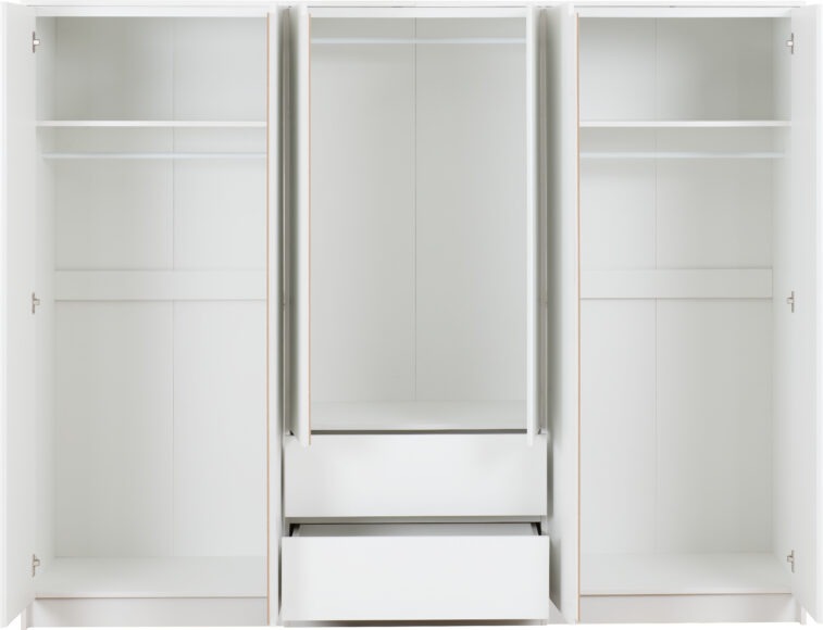 Seconique Malvern 6 Door 2 Drawer Wardrobe White