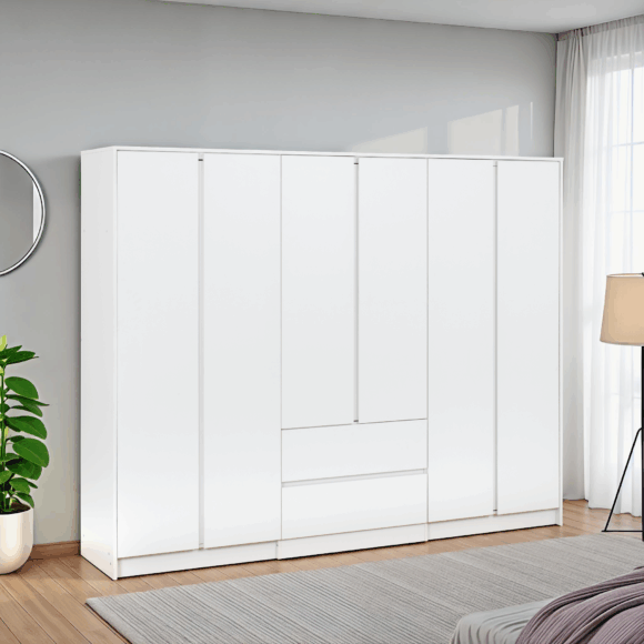 seconique Malvern 6 Door 2 Drawer Wardrobe White