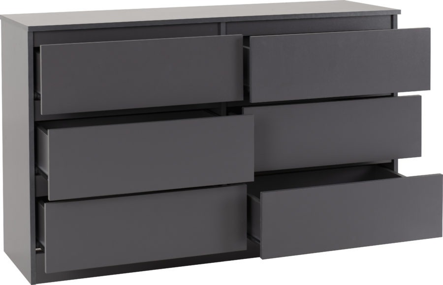 Seconique Malvern 6 Drawer Chest Grey