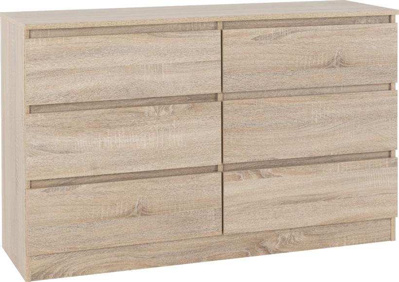 Seconique Malvern 6 Drawer Chest Sonoma Oak Effect