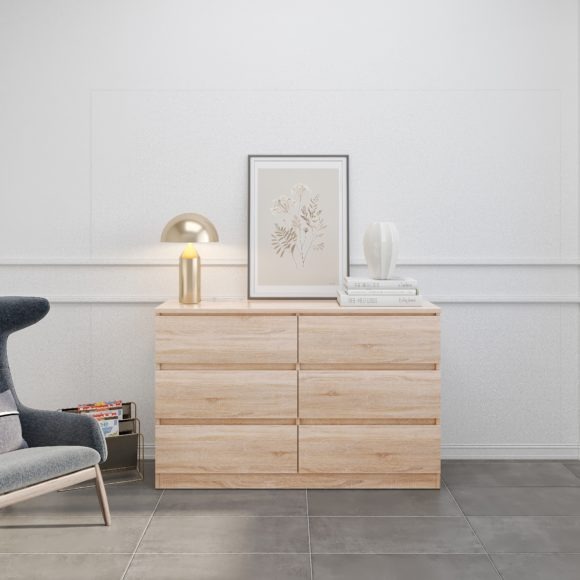 seconique Malvern 6 Drawer Chest Sonoma Oak Effect