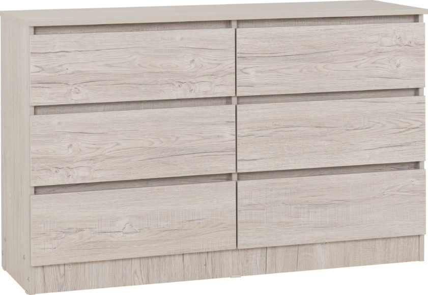 Seconique Malvern 6 Drawer Chest Urban Snow