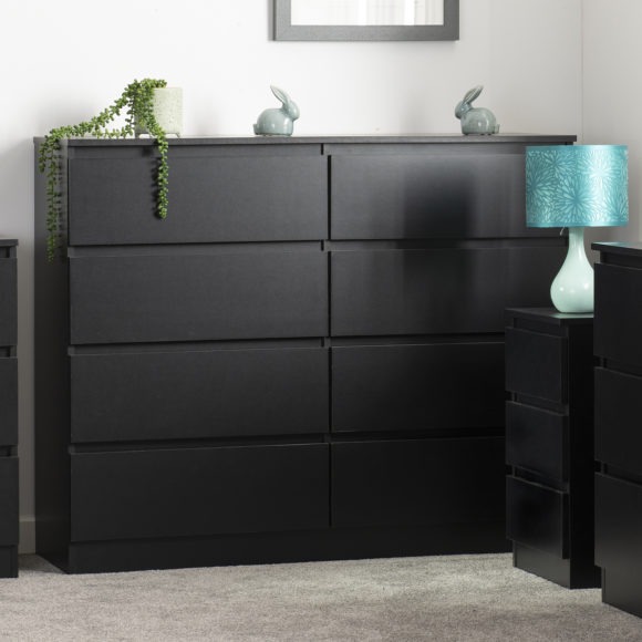 Seconique Malvern 8 Drawer Chest Black