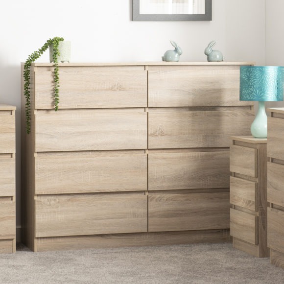 Seconique Malvern 8 Drawer Chest Sonoma Oak Effect