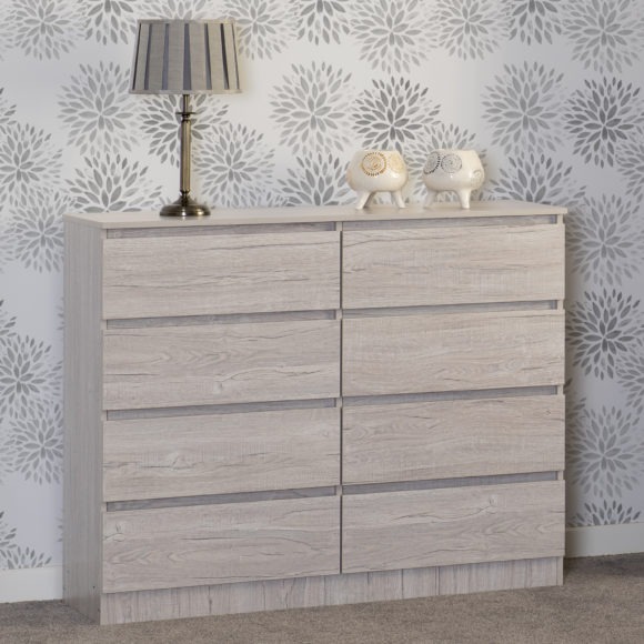 Seconique Malvern 8 Drawer Chest Urban Snow