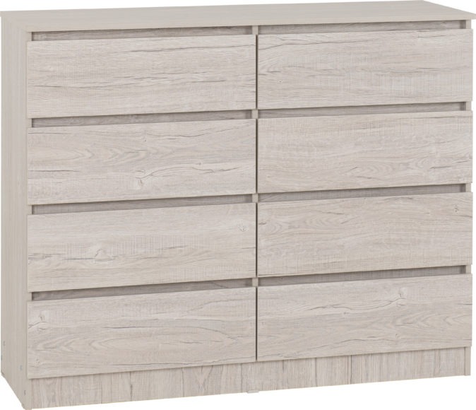 Seconique Malvern 8 Drawer Chest Urban Snow