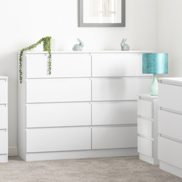 Seconique Malvern 8 Drawer Chest White