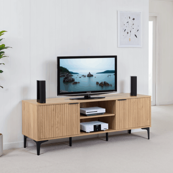 seconique Miami 2 Door TV Unit Oak Effect/Black