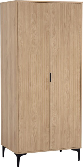 Seconique Miami 2 Door Wardrobe Oak Effect/Black