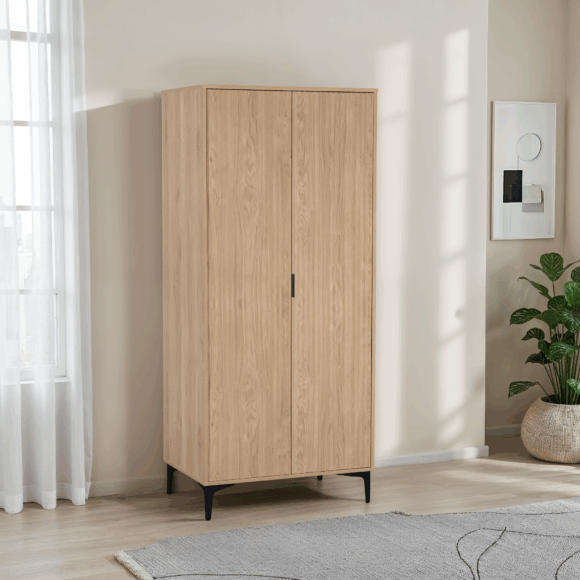 seconique Miami 2 Door Wardrobe Oak Effect/Black