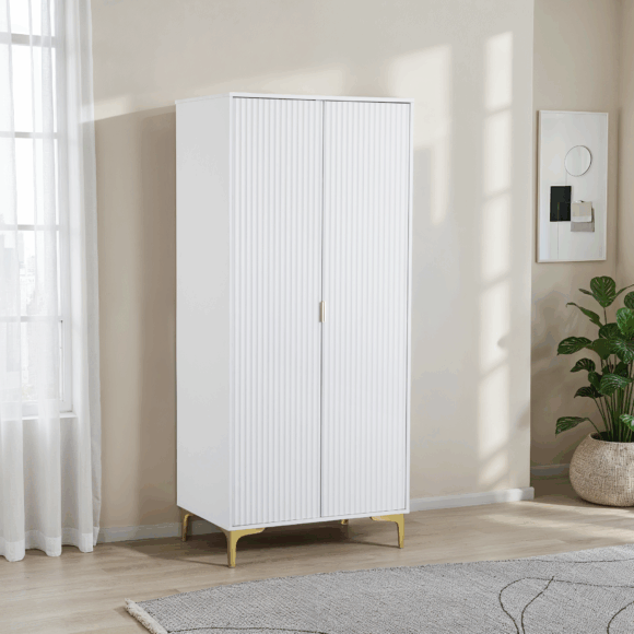 seconique Miami 2 Door Wardrobe White/Gold