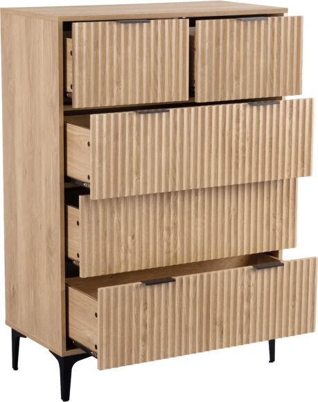 Seconique Miami 3+2 Drawer Chest Oak Effect/Black