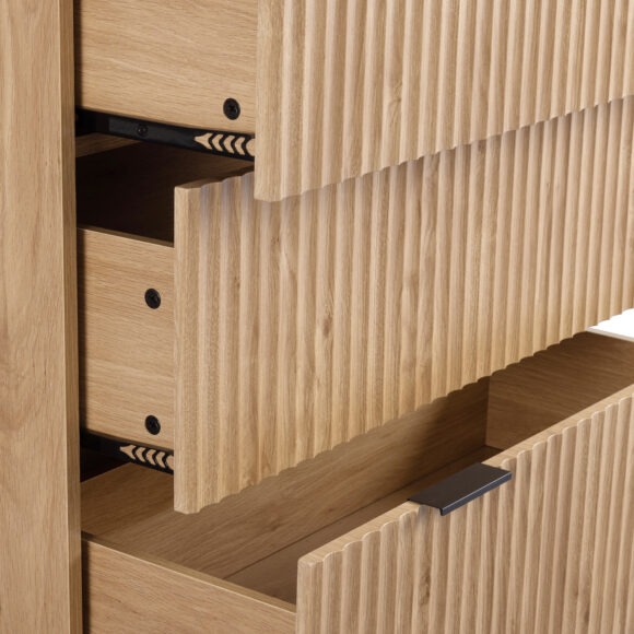 Seconique Miami 3+2 Drawer Chest Oak Effect/Black