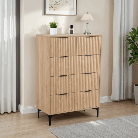 seconique Miami 3+2 Drawer Chest Oak Effect/Black