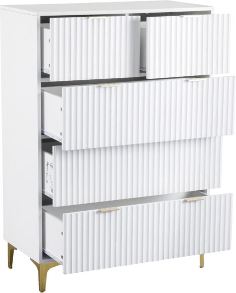 Seconique Miami 3+2 Drawer Chest White/Gold