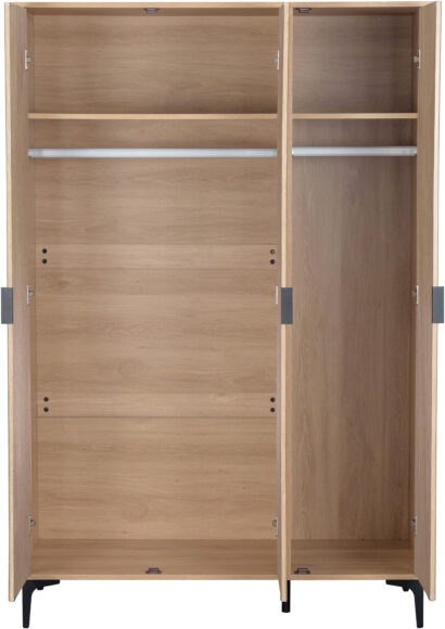 Seconique Miami 3 Door Wardrobe Oak Effect/Black