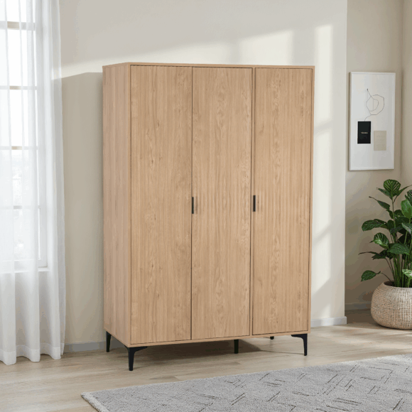 seconique Miami 3 Door Wardrobe Oak Effect/Black