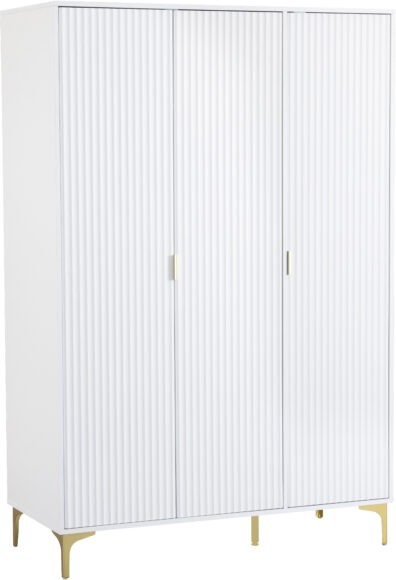 Seconique Miami 3 Door Wardrobe White/Gold