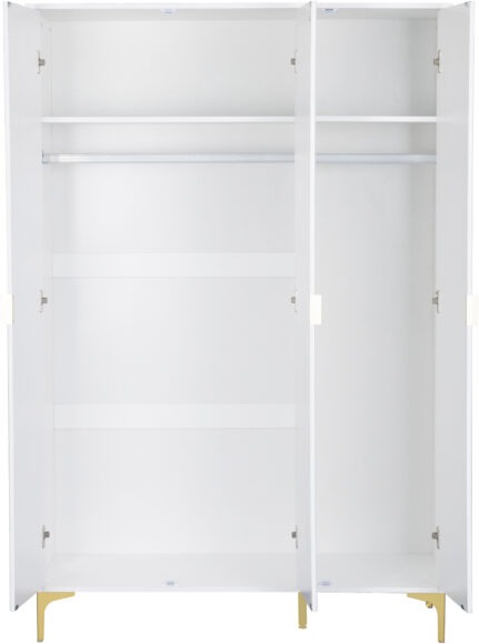 Seconique Miami 3 Door Wardrobe White/Gold