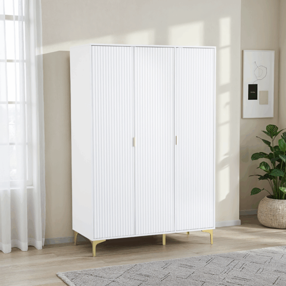 seconique Miami 3 Door Wardrobe White/Gold