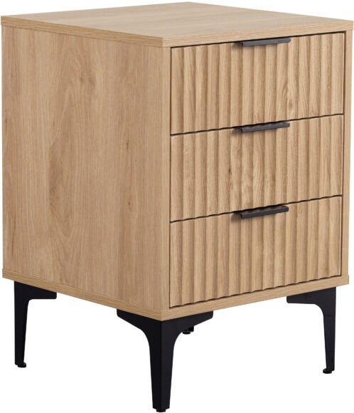 Seconique Miami 3 Drawer Bedside Oak Effect/Black