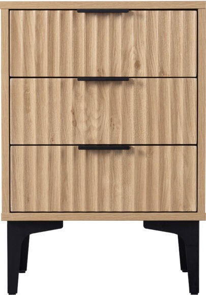 Seconique Miami 3 Drawer Bedside Oak Effect/Black