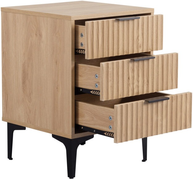 Seconique Miami 3 Drawer Bedside Oak Effect/Black