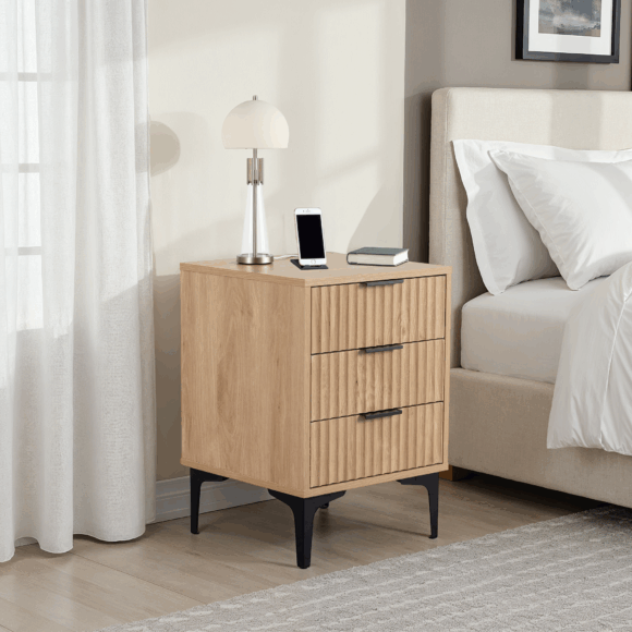 seconique Miami 3 Drawer Bedside Oak Effect/Black