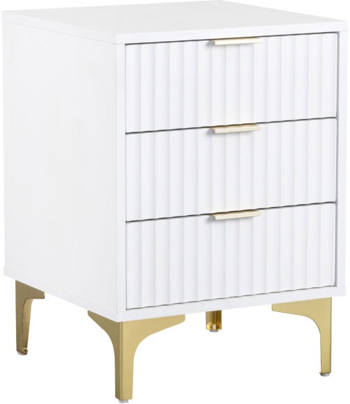 Seconique Miami 3 Drawer Bedside White/Gold
