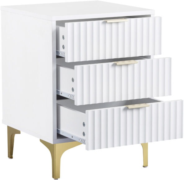 Seconique Miami 3 Drawer Bedside White/Gold