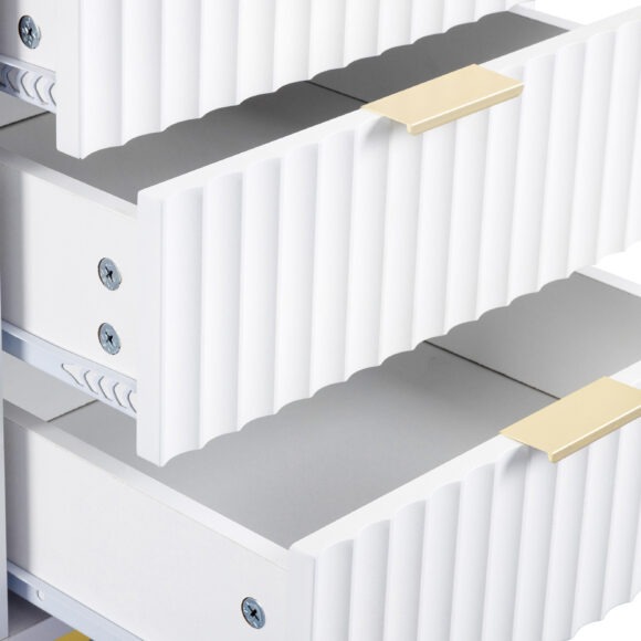 Seconique Miami 3 Drawer Bedside White/Gold