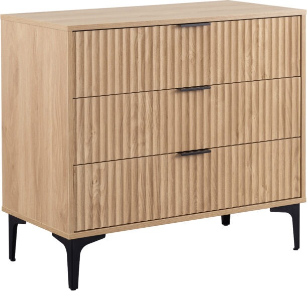 Seconique Miami 3 Drawer Chest Oak Effect/Black
