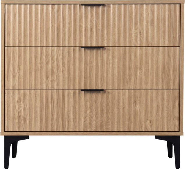 Seconique Miami 3 Drawer Chest Oak Effect/Black