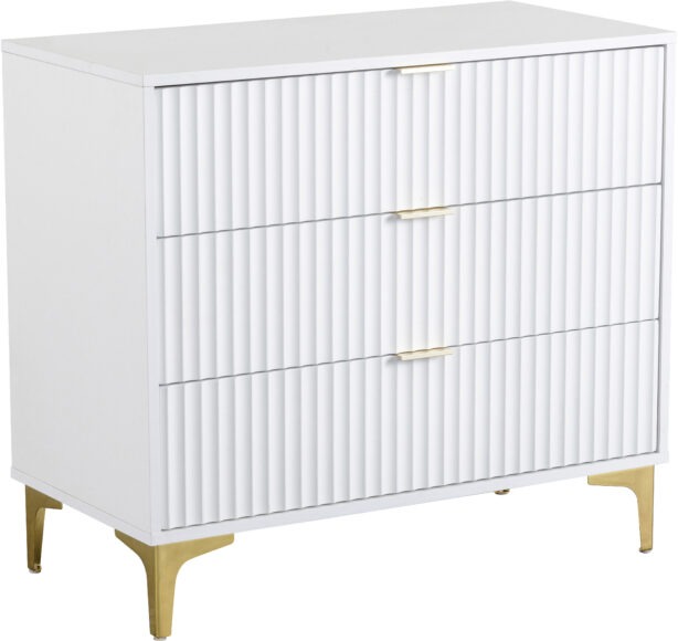 Seconique Miami 3 Drawer Chest White/Gold