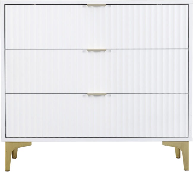 Seconique Miami 3 Drawer Chest White/Gold