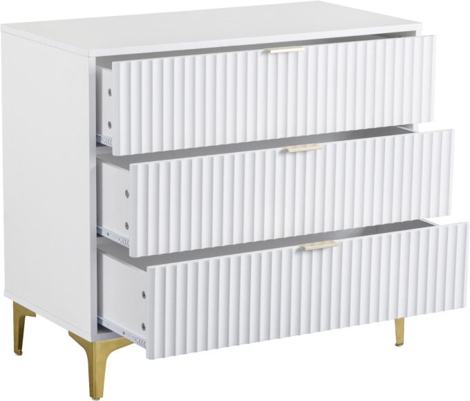 Seconique Miami 3 Drawer Chest White/Gold