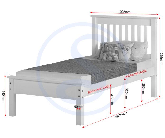 Seconique Monaco 3' Bed Low Foot End White