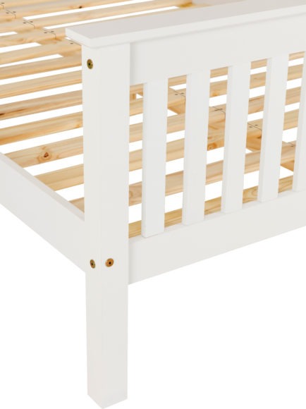 Seconique Monaco 4'6" Bed High Foot End White