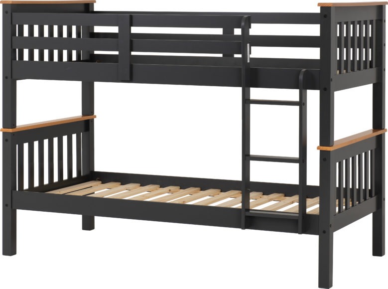 Seconique Neptune 3' Bunk Bed Dark Grey/Oak Effect
