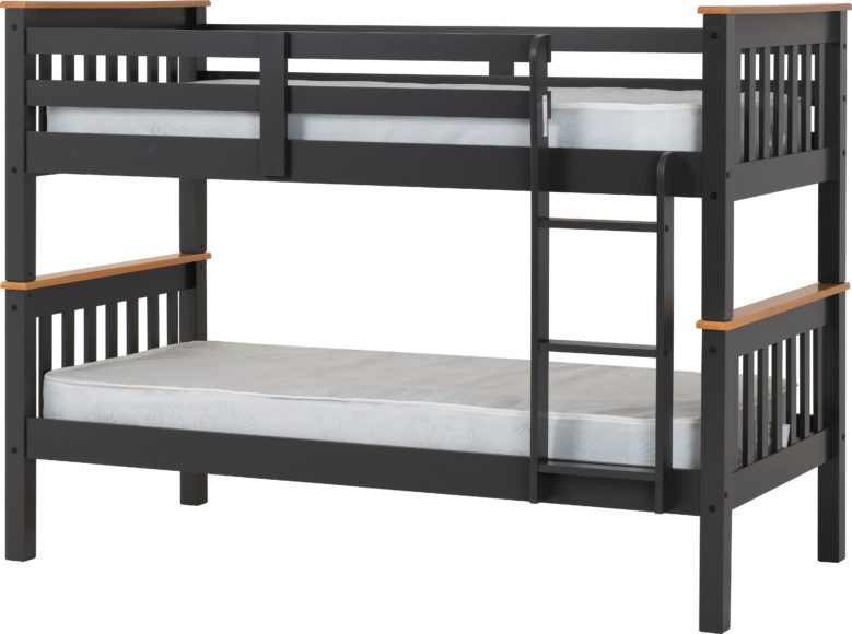 seconique Neptune 3' Bunk Bed Dark Grey/Oak Effect